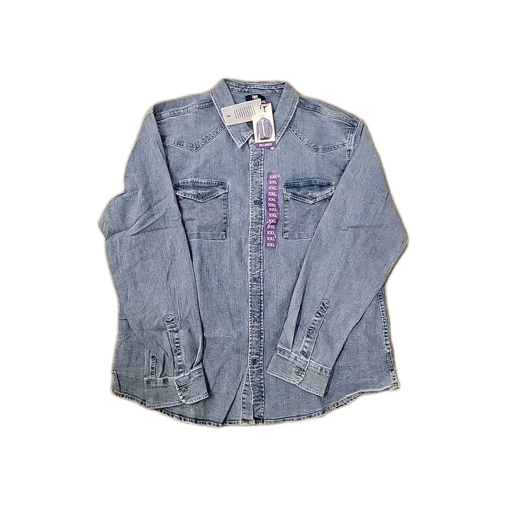 Frye Men's Denim Shirt Medium Wash‎ XXL
